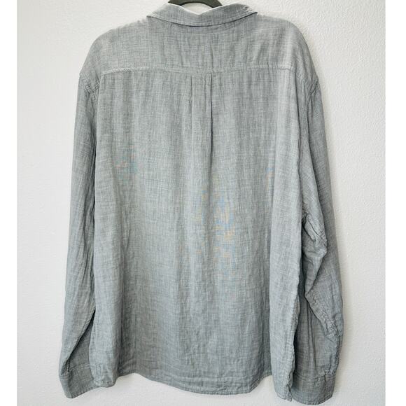 Goodfellow Light Gray Linen Long Sleeve Button Collared Shirt 2XL - Picture 10 of 12